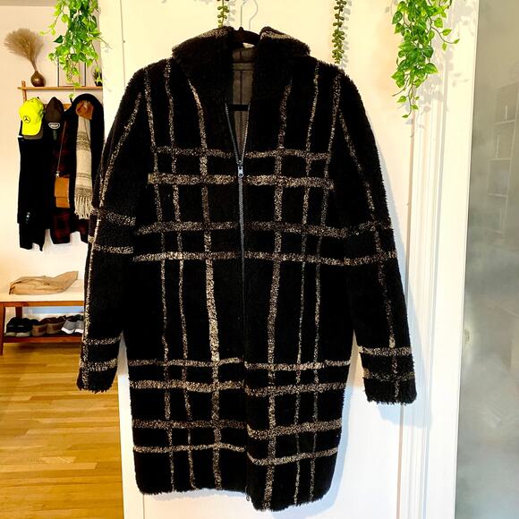 Sprung Freres Reversible Lamb Leather Fur Hooded Coat Sherpa Hood S MSRP $4500 - Picture 2 of 16